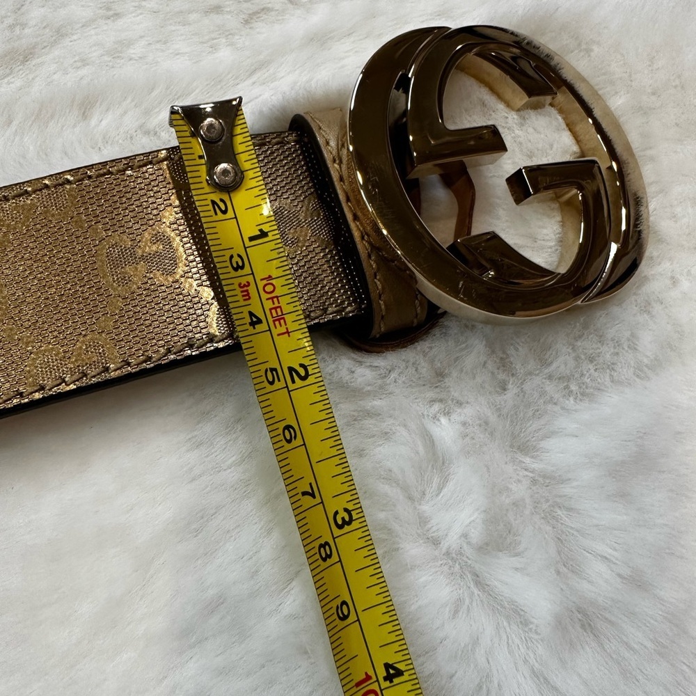 Gucci gold Leather Belt with Gold GG Buckle - Picture 2 of 16
